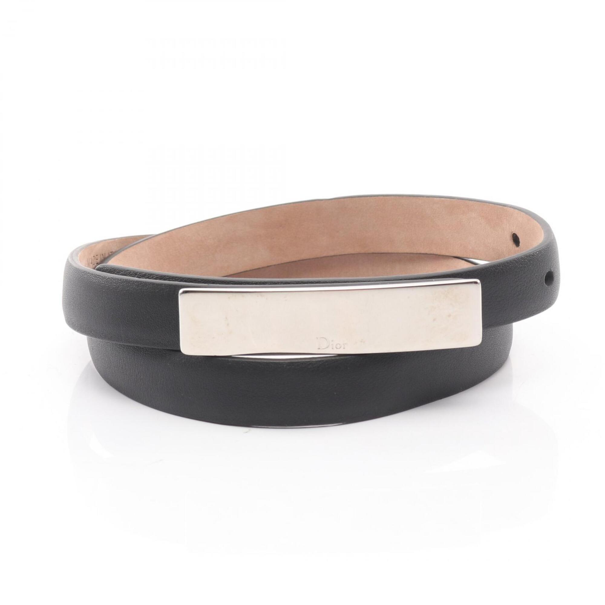 Christian Dior Dior Belt, Leather, Women's, Black.